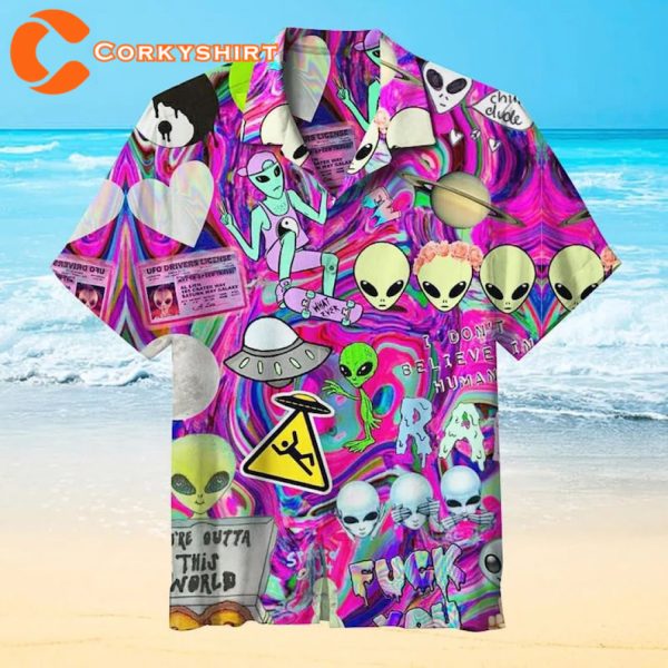 Psychedelic Trippy Alien Space Extraterrestrials Alien Scientist Hawaii Shirt