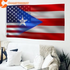 Puerto And Rican American Hybrid Flag