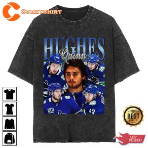 Quinn Hughes Vintage Washed Shirt Hockey Homage Graphic 1