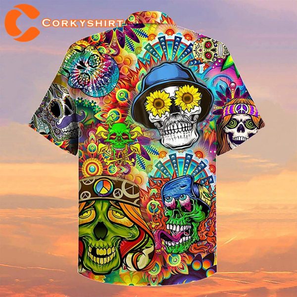 Skull Beach Aloha Summer Tropical Summer Skeleton Hawaii T-Shirt