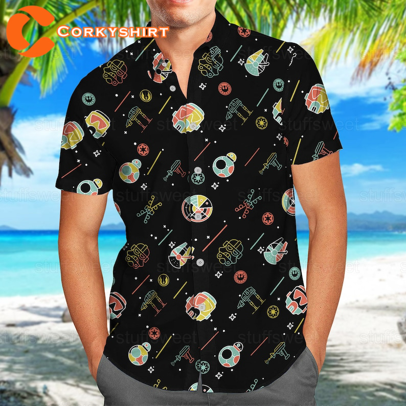 Star Wars Hawaiian Shirt, Star Wars Shirt, Spaceship Summer Button