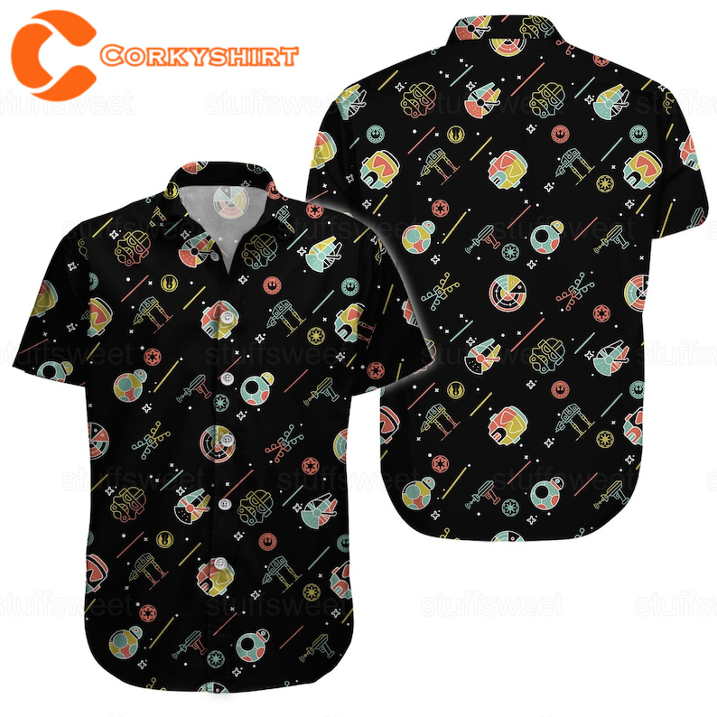 Star Wars Hawaiian Shirt, Star Wars Shirt, Spaceship Summer Button