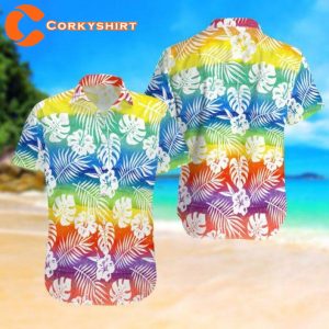 Summer Vacation Gift For Gaymer And Lesbian Queer Rainbow Flag Aloha T-Shirt
