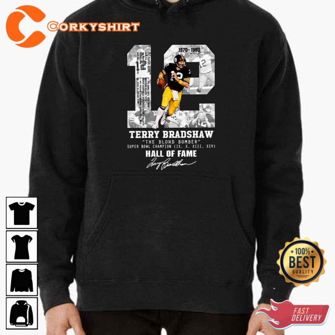 Terry Bradshaw The Blond Bomber Hall Of Fame Signature T-Shirt, Tshirt,  Hoodie, Sweatshirt, Long Sleeve, Youth, funny shirts, gift shirts » Cool  Gifts for You - Mfamilygift