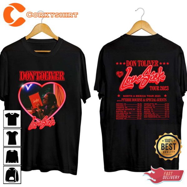 Three Love Sick Don Toliver Tour 2023 T-shirt