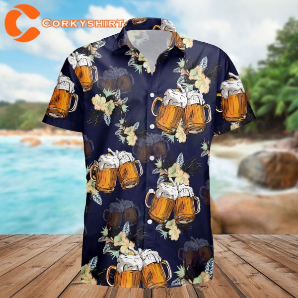 Tropical Hawaiian Festivals Drinking Beer Aloha Beach Party Aloha Shirt