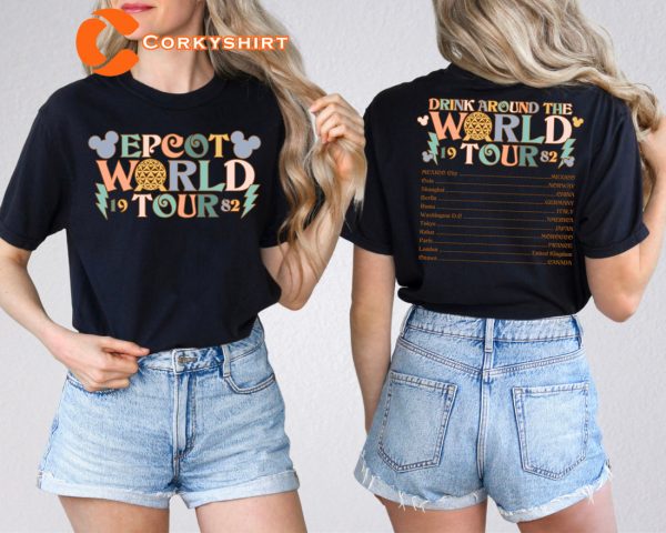 Two-sided Epcot World Tour Mickey And Friends Vintage Inspired T-Shirt