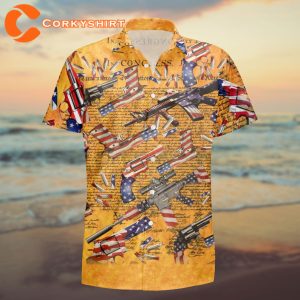 Us Gun Bachelor Party Vacation Independence Day Veteran Hawaiian Shirt