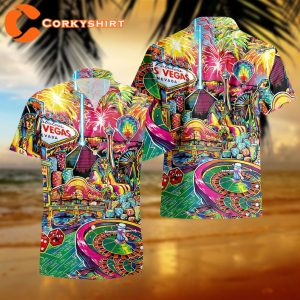 Vegas Collage Aloha Beach Hawaiian Vacation Gift Tropical Fruit Shirt