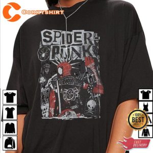 Vintage Inspired Spider Punk Across the Spider-Verse Marvel Fan Spidey Shirt