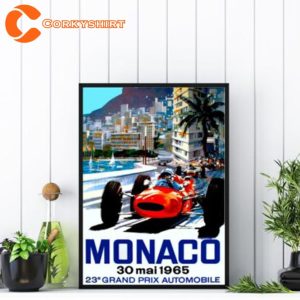 Vintage Monaco Grand Prix Auto Racing Print Designed Poster