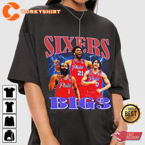 Vintage Sixers Shirt Retro Joel Embiid James Harden Tyrese