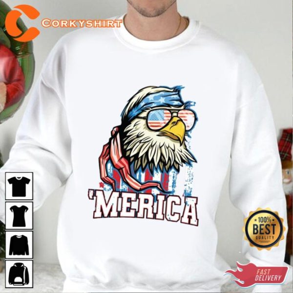4th Of July Bald Eagle USA Flag Merica Happy Freedom Day T-Shirt