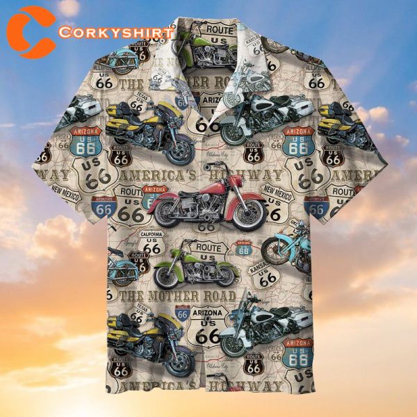 Amazing Vintage Motorcycles On Routehawaiian Shirt