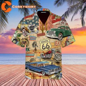 Amazing Vintage Muscle Car On Route 66 Vacation Hawaiian Shirt