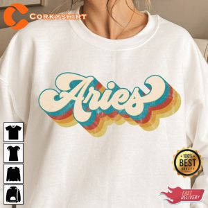 Aries Zodiac Sweatshirt Retro Horoscope Astrology Shirt Aries Birthday Gift Zodiac Signs Unisex T-Shirt