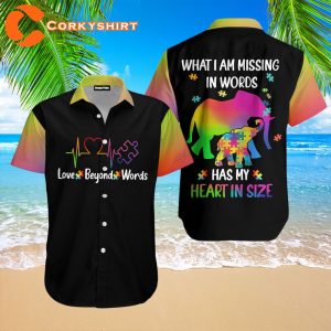 Autism Awareness Love Beyond Words Heart Elephant Hawaiian Shirt