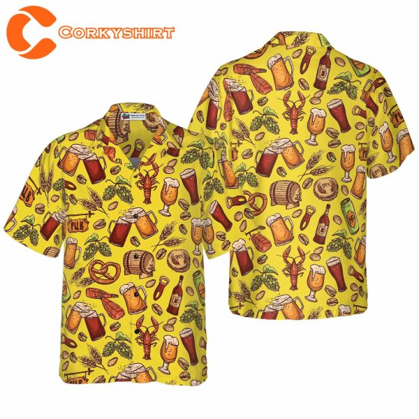 Beer Yellow Summer Hawaiian Shirt