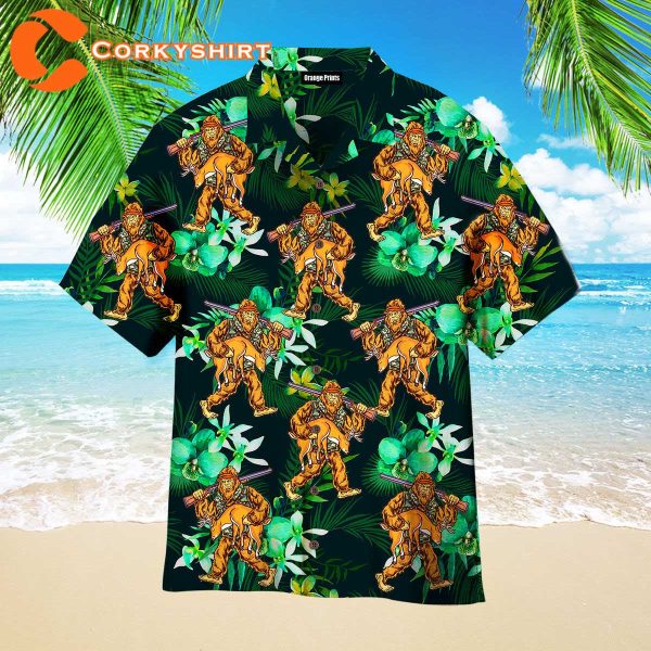 Bigfoot Hunting Hawaiian Shirt For Men