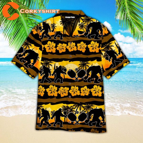 Bigfoot Loves Pickleball Nature Beach Hawaiian Shirt