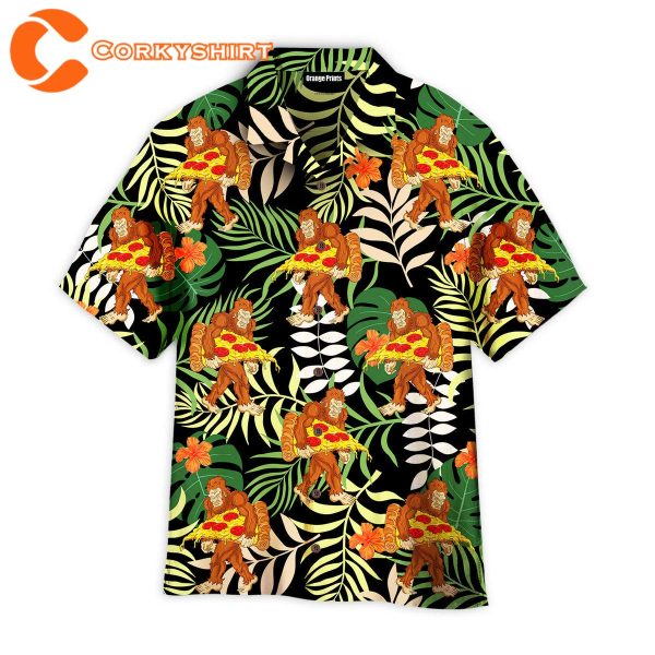 Bigfoot Pizza Funny Tropical Hawaiian Shirt