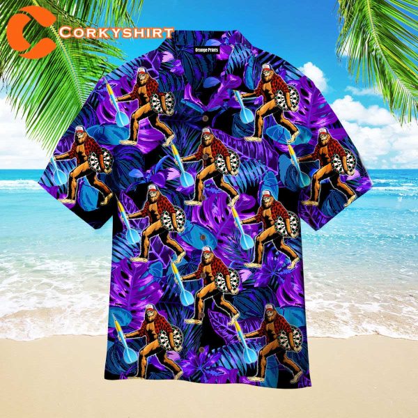 Bigfoot Play Dart Tropical Neon Aloha Hawaiian Shirts For Men For Women