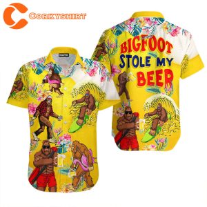 Bigfoot Stole My Beer Lover Tropical Funny Aloha Hawaiian Shirts