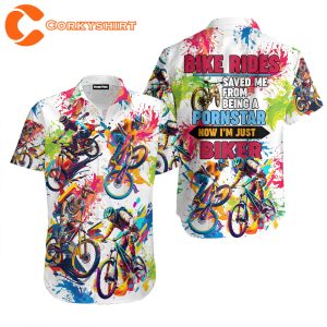 Bike Rides Im Just A Biker Colorful Hawaiian Shirt