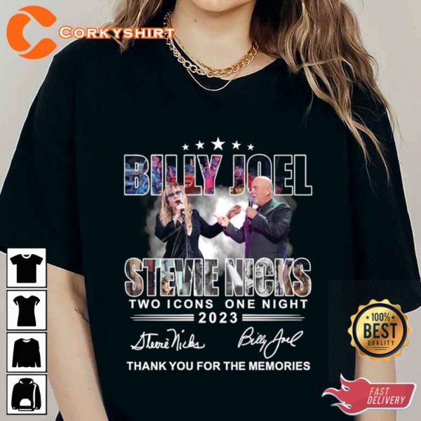 Billy Joel Stevie Nicks Two Icons One Night 2023 Thank You T-Shirt