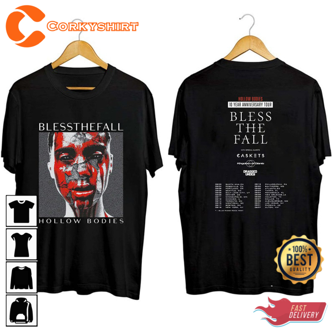 Blessthefall Hollow Bodies Tenth Anniversary Tour 2023 Concert T-Shirt