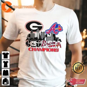 Champions UGA Bulldogs Braves Celebration T-Shirt