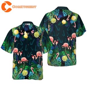 Christmas Flamingo Tropical Hawaiian Shirt