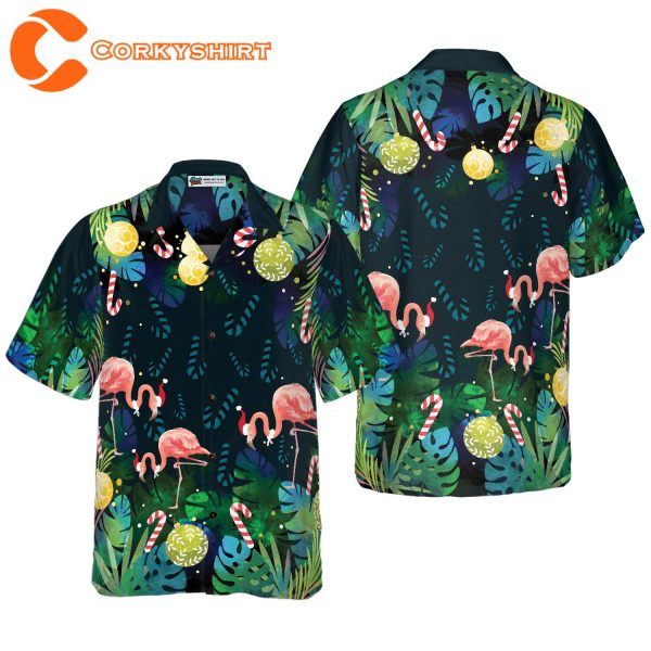 Christmas Flamingo Tropical Hawaiian Shirt