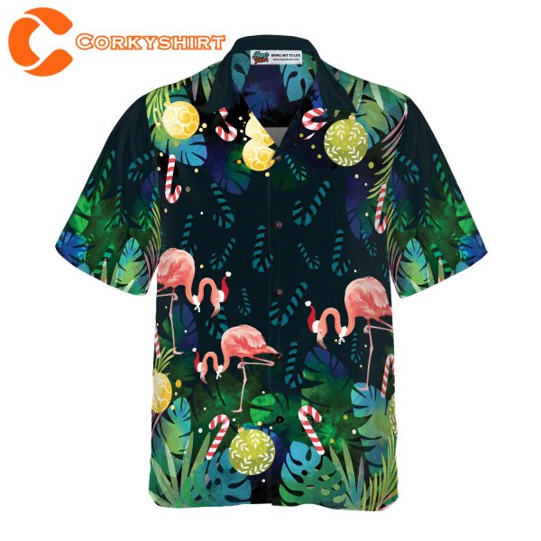 Christmas Flamingo Tropical Hawaiian Shirt