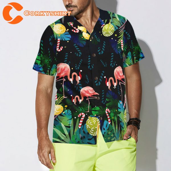 Christmas Flamingo Tropical Hawaiian Shirt