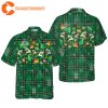 Christmas Reindeer Green Plaid Pattern Hawaiian Button Down Shirt