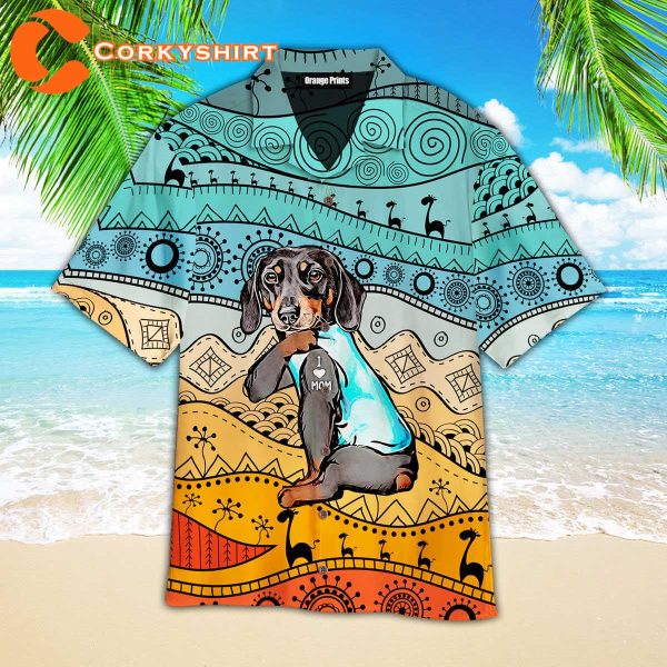 Dachshund Dog Loves Mom Hawaiian Shirt For Men