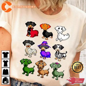 Dachshund Happy Halloweiner Funny Dogs Lover Holiday T-Shirt