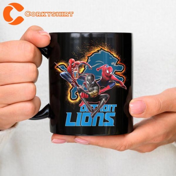 Detroit Lions Spider Man No Way Home Ceramic Mug