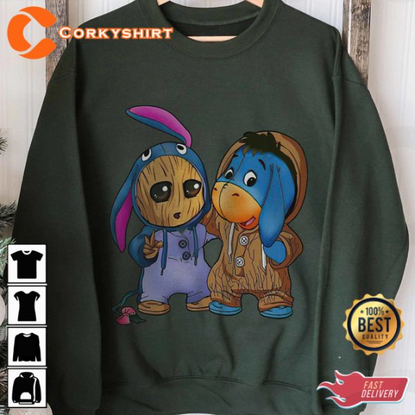 Disney Eeyore And Baby Groot Cute Friends Unisex T-Shirt