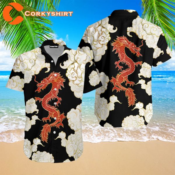 Dragon Black Red Hawaiian Shirt