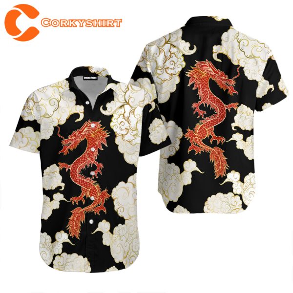 Dragon Black Red Hawaiian Shirt