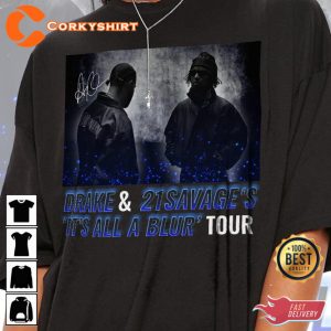 Drake 21 Savage Signature Rap Blur Tour 2023 Concert T-Shirt