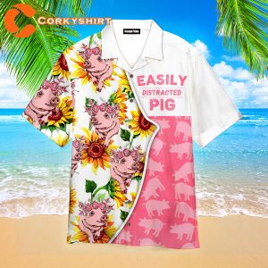 Easily Distracted By Pigs Hawaiian Shirt For Men