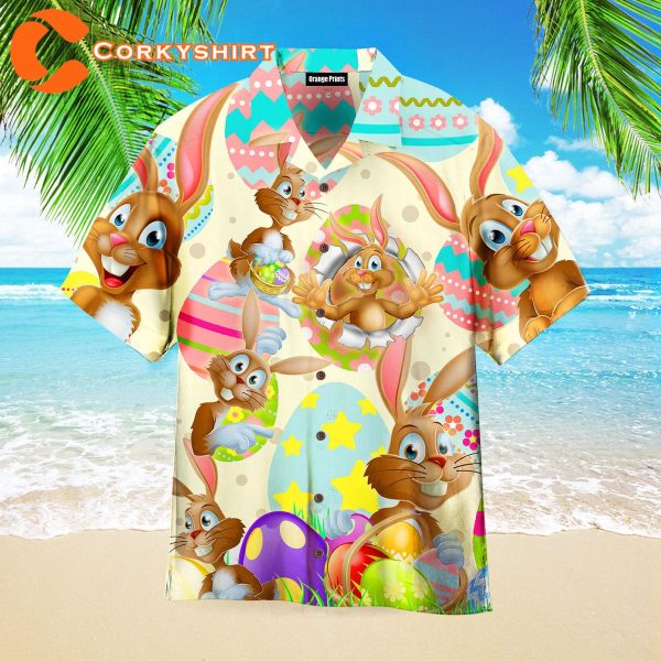 Easter Day Funny Rabbit Eggs Hawaiian Shirt For Men Women