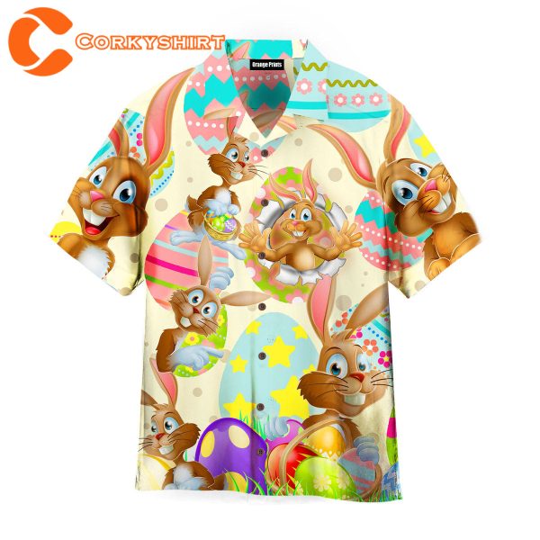 Easter Day Funny Rabbit Eggs Hawaiian Shirt For Men Women