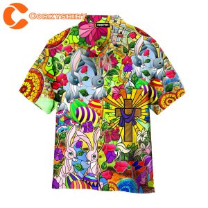 Easter Rabbit Happy Stained Glass Hawaiian Shirt