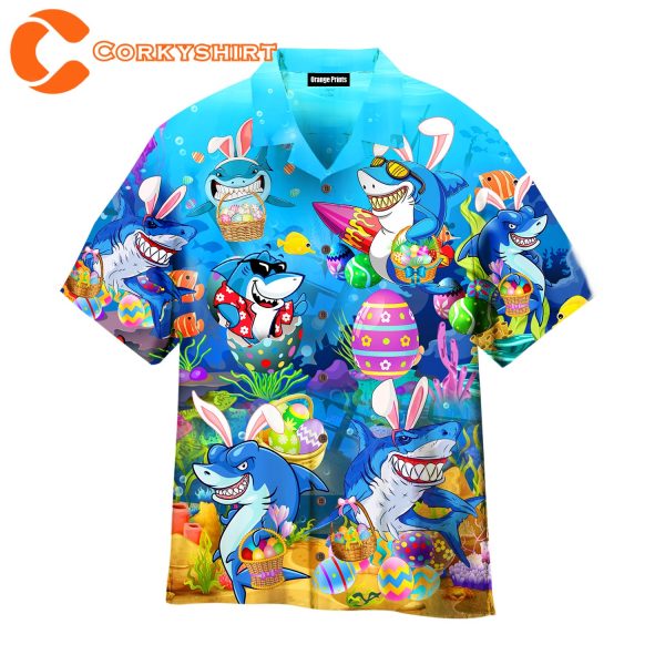 Easter Shark Lets Enjoy Easter With Sharks Hawaiian Shirt