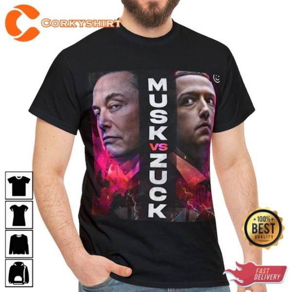 Elon Musk vs Mark Zuckerberg US version Funny Battle Designed T-Shirt