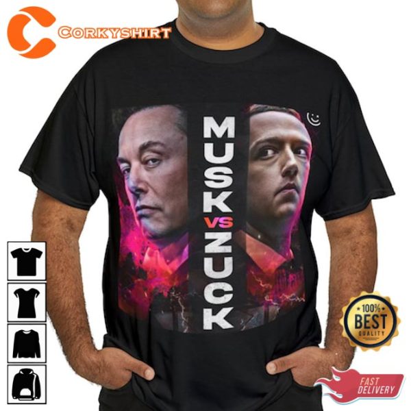 Elon Musk vs Mark Zuckerberg US version Funny Battle Designed T-Shirt